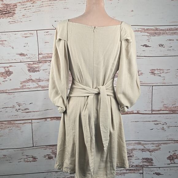 White Closet Elements Cotton Linen Blend Dress Beige Size 10 AUS (8 US) - Picture 3 of 8